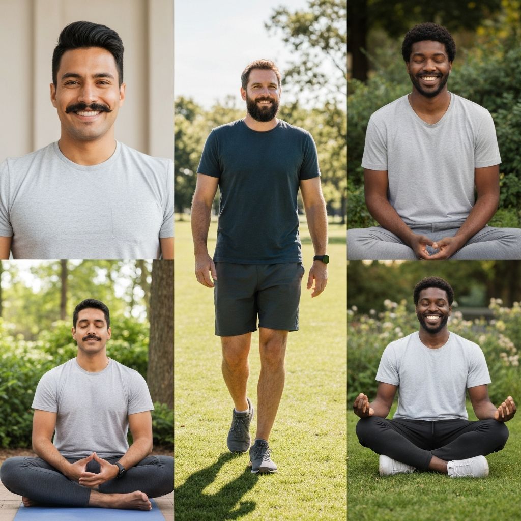 Men engaged in wellness activities